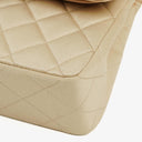 Chanel Small Classic Vintage Double Flap Bag Beige Satin 24K Gold-Plated Hardware