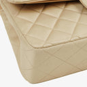 Chanel Small Classic Vintage Double Flap Bag Beige Satin 24K Gold-Plated Hardware