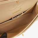 Chanel Small Classic Vintage Double Flap Bag Beige Satin 24K Gold-Plated Hardware
