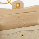 Chanel Small Classic Vintage Double Flap Bag Beige Satin 24K Gold-Plated Hardware