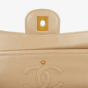 Chanel Small Classic Vintage Double Flap Bag Beige Satin 24K Gold-Plated Hardware
