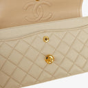 Chanel Small Classic Vintage Double Flap Bag Beige Satin 24K Gold-Plated Hardware