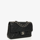 Chanel Small Classic Vintage Double Flap Bag Black Quilted Caviar With Silver-Tone Hardware