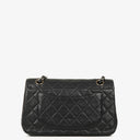 Chanel Small Classic Vintage Double Flap Bag Black Quilted Caviar With Silver-Tone Hardware