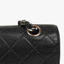 Chanel Small Classic Vintage Double Flap Bag Black Quilted Caviar With Silver-Tone Hardware