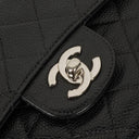 Chanel Small Classic Vintage Double Flap Bag Black Quilted Caviar With Silver-Tone Hardware