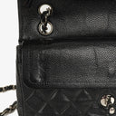 Chanel Small Classic Vintage Double Flap Bag Black Quilted Caviar With Silver-Tone Hardware