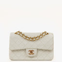 Chanel Small Classic Vintage Double Flap Bag White Quilted Lambskin 24K Gold-Plated Hardware