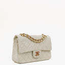 Chanel Small Classic Vintage Double Flap Bag White Quilted Lambskin 24K Gold-Plated Hardware