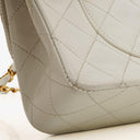 Chanel Small Classic Vintage Double Flap Bag White Quilted Lambskin 24K Gold-Plated Hardware