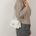 Chanel Small Classic Vintage Double Flap Bag White Quilted Lambskin 24K Gold-Plated Hardware