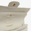 Chanel Small Classic Vintage Double Flap Bag White Quilted Lambskin 24K Gold-Plated Hardware