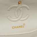 Chanel Small Classic Vintage Double Flap Bag White Quilted Lambskin 24K Gold-Plated Hardware