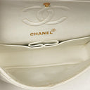 Chanel Small Classic Vintage Double Flap Bag White Quilted Lambskin 24K Gold-Plated Hardware
