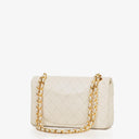 Chanel Small Classic Vintage Double Flap Bag White Quilted Lambskin With 24K Gold-Plated Hardware
