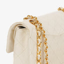 Chanel Small Classic Vintage Double Flap Bag White Quilted Lambskin With 24K Gold-Plated Hardware