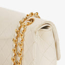 Chanel Small Classic Vintage Double Flap Bag White Quilted Lambskin With 24K Gold-Plated Hardware