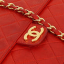 Chanel Small Classic Vintage Red Quilted Lambskin Single Flap Bag With 24K Gold-Plated Hardware