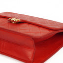 Chanel Small Classic Vintage Red Quilted Lambskin Single Flap Bag With 24K Gold-Plated Hardware