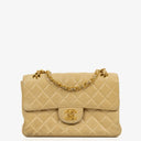 Chanel Small Double Sided Flap Bag Beige Quilted Lambskin 24K Gold-Plated Hardware