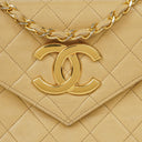 Chanel Small Envelope Maxi CC Logo Flap Bag Beige Quilted Lambskin With 24K Gold-Plated Hardware