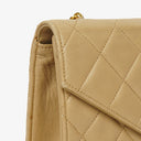 Chanel Small Envelope Maxi CC Logo Flap Bag Beige Quilted Lambskin With 24K Gold-Plated Hardware