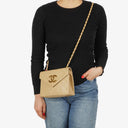 Chanel Small Envelope Maxi CC Logo Flap Bag Beige Quilted Lambskin With 24K Gold-Plated Hardware