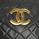 Chanel Small Envelope Maxi CC Logo Flap Bag Black Quilted Lambskin With 24K Gold-Plated Hardware