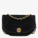 Chanel Small Half-Moon Black Velvet Flap Bag