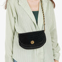 Chanel Small Half-Moon Black Velvet Flap Bag