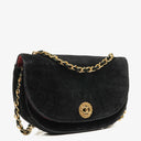 Chanel Small Half-Moon Black Velvet Flap Bag