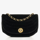 Chanel Small Half-Moon Black Velvet Flap Bag