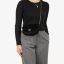 Chanel Small Half-Moon Black Velvet Flap Bag