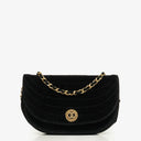 Chanel Small Half-Moon Black Velvet Flap Bag