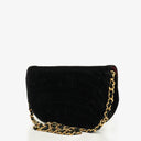 Chanel Small Half-Moon Black Velvet Flap Bag