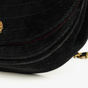 Chanel Small Half-Moon Black Velvet Flap Bag