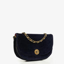 Chanel Small Half-Moon Navy Velvet Flap Bag