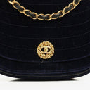 Chanel Small Half-Moon Navy Velvet Flap Bag