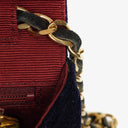 Chanel Small Half-Moon Navy Velvet Flap Bag