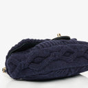 Chanel Small Navy Paris-Hamburg Cable Knit Fabric With Calfskin Flap Bag