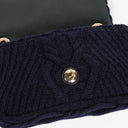 Chanel Small Navy Paris-Hamburg Cable Knit Fabric With Calfskin Flap Bag