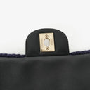 Chanel Small Navy Paris-Hamburg Cable Knit Fabric With Calfskin Flap Bag