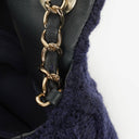Chanel Small Navy Paris-Hamburg Cable Knit Fabric With Calfskin Flap Bag