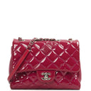 Chanel Small Rock In Rome Single Flap Bag Quilted Patent Leather Silver-Tone Hardware