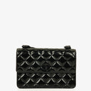 Chanel Small Single Black Quilted Patent Leather Flap Bag
