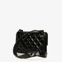 Chanel Small Single Black Quilted Patent Leather Flap Bag