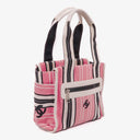 Chanel Small Striped CC Canvas Pink White Black Tote Bag