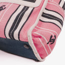 Chanel Small Striped CC Canvas Pink White Black Tote Bag