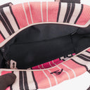 Chanel Small Striped CC Canvas Pink White Black Tote Bag