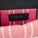 Chanel Small Striped CC Canvas Pink White Black Tote Bag